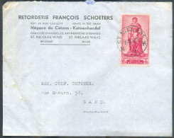 N°753 - 1Fr.35 (SENAT Guillaume Le Bon) Obl. Sc ST NIKLAAS Sur Lettre à En-tête (Retorderie François SCHOETERS Katoenhan - Briefe U. Dokumente