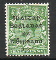 Ireland 1922 Dollard Rialtas Overprint On ½d Green, Hinged Mint, SG 1 - Neufs