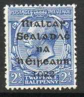 Ireland 1922 Dollard Rialtas Overprint On 2½d Bright Blue, Hinged Mint, SG 3 - Ongebruikt