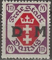 DANZIG 1921 Official - Arms Overprinted DM - 1m.25 - Red And Purple MH - Officials