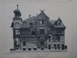 MIDDELKERKE 1889 , L'ISBA , GROUPE DE TROIS VILLAS A MIDDELKERKE   45 X 32 CM   VOIR 2 SCANS - Architectuur