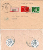Norwegen 1943, 10+20 öre Dienst Auf Wert Brief V. Sandane M. Postoblat-Siegeln - Lettres & Documents