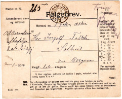 Norwegen 1918, "Frim. Paa Pakken" Hds. Hinweis Auf Paketkarte V. Dale  - Briefe U. Dokumente