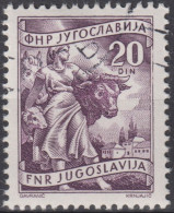 1951 Jugoslawien ° Mi:YU 682Aa, Sn:YU 348, Yt:YU 593,Farmwoman With Cattle,Farmfrau Mit Rindern - Oblitérés