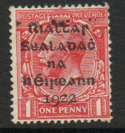 Ireland 1922 Dollard Rialtas Overprint On 1d Scarlet, Broken E In Sealadac, Used, SG 2 - Ongebruikt
