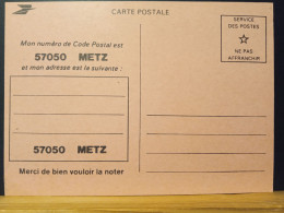 Code Postal. Carte Postale Rose En Franchise,  57050  METZ. Neuve - Cartas & Documentos