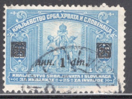 Yugoslavia 1922 Single Sold At Double Face Value For The Benefit Of Invalid Soldiers With 1 Din Surcharge In Fine Used - Gebruikt