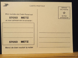 Code Postal. Carte Postale Beige En Franchise,  57050  METZ. Neuve - Brieven En Documenten
