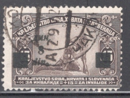 Yugoslavia 1922 Single Sold At Double Face Value For The Benefit Of Invalid Soldiers With 8 Din Surcharge In Fine Used - Used Stamps