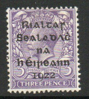 Ireland 1922 Dollard Rialtas Overprint On 3d Violet, 2nd & 3rd As Of Sealadac Damaged, Heavily Hinged Mint, SG 5 - Nuevos