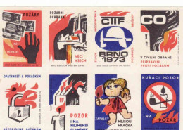 Czechoslovakia - Czechia 8 Matchbox Labels, Fire And Civil Protection - Competition Brno 1973 - Boites D'allumettes - Etiquettes