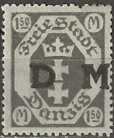 DANZIG 1921 Official - Arms Overprinted DM - 1m.50 - Grey MH - Officials