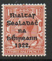 Ireland 1922 Thom Rialtas Overprint On 1½d Red-brown, Hinged Mint, SG 10 - Nuevos