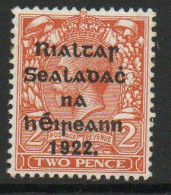 Ireland 1922 Thom Rialtas Overprint On 2d Orange, Die II, Hinged Mint, SG 13 - Unused Stamps