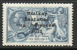 Ireland 1922 Dollard Rialtas Overprint On 10/- Grey-blue Seahorse, Lightly Hinged Mint, SG 21 - Unused Stamps