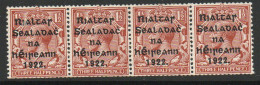 Ireland 1922 Harrison Rialtas Overprint 1½d Coil Strip Of 4, MNH, SG 28 - Unused Stamps