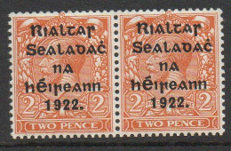 Ireland 1922 Harrison Rialtas Overprint 2d Die II Coil Pair, MNH, SG 29a - Unused Stamps