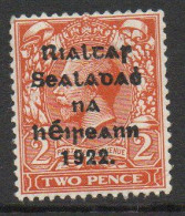 Ireland 1922 Thom Rialtas Overprint On 2d Orange Die I, MNH, SG 33 - Nuevos