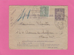 Enveloppe Pneumatique Chaplain 60 Centimes + Semeuse Lignée 15C - Paris Avenue Jean Jaures - Pneumatische Post