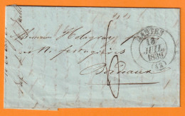 1839 - Lettre De NANTES, Grand Cachet  Vers BORDEAUX, Grand Cachet - Taxe 6 - Cachet à Date D' Arrivée - 1801-1848: Precursori XIX