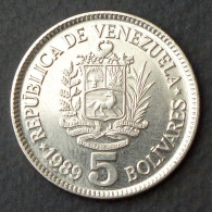 VENEZUELA - 5 Bolívares 1989 - Variant Small Head - Y#53a.2 * Ref. 0083 - Venezuela