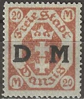 DANZIG 1921 Official - Arms Overprinted DM - 20m. - Brown MH - Oficial