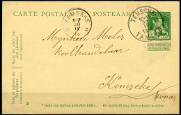 1914 5c Postkaart F/N Van TEMSCHE TAMISE Naar Kemseke ( Kemzeke ) - 2 Open Sterren - Postcards 1909-1934