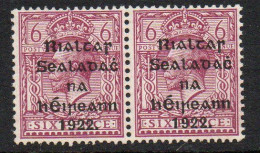 Ireland 1922 Thom Rialtas Overprint On 6d Reddish-purple Pair, MNH, SG 39 - Unused Stamps