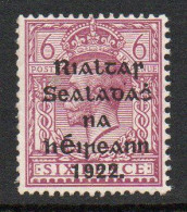 Ireland 1922 Thom Rialtas Overprint On 6d Deep Reddish-purple, Hinged Mint, SG 39a - Nuovi