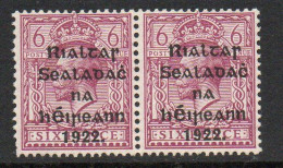 Ireland 1922 Thom Rialtas Overprint On 6d Deep Reddish-purple Pair, MNH, SG 39a - Nuevos