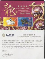 Hong Kong 2024 Lunar Dragon New Year Gold And Silver Stamp  Sheetlet - Blokken & Velletjes