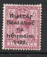 Ireland 1922 Thom Rialtas Overprint On 6d Reddish-purple, Broken 9 In 1922, Lightly Hinged Mint, SG 39 - Ungebraucht