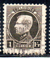 BELGIQUE BELGIE BELGIO BELGIUM 1921 1925 1922 KING ROI ALBERT I 1fr USED OBLITERE' USATO - 1922-1927 Houyoux