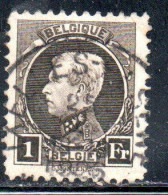 BELGIQUE BELGIE BELGIO BELGIUM 1921 1925 1922 KING ROI ALBERT I 1fr USED OBLITERE' USATO - 1922-1927 Houyoux