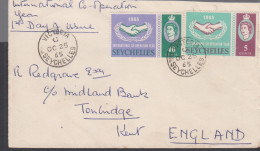 SEYCHELLES  - 1965 - ICY SET OF 2 ON FDC TO  TONBRIDGE ,ENGLAND  - Seychellen (1976-...)