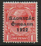 Ireland 1922-3 Saorstat Overprint On 1d Scarlet, MNH, SG 53 - Neufs