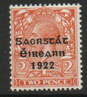 Ireland 1922-3 Saorstat Overprint On 2d Orange, Very Lightly Hinged Mint, SG 55 - Ongebruikt