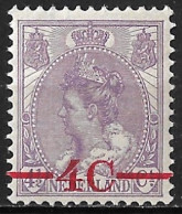 1921 Opruimingsuitgifte Koningin Wilhelmina 4 Cent Op 4½ Cent Violet NVPH 106 Postfris - Ongebruikt