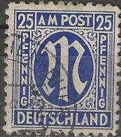 GERMANY 1945 German Print - 25pf. - Blue FU - Used