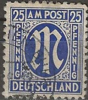 GERMANY 1945 German Print - 25pf. - Blue FU - Usati