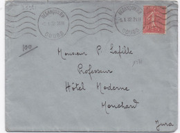 35991# SEMEUSE + VIGNETTE TUBERCULOSE 1931 DOUBS LETTRE Obl BESANCON DOUBS 1932 Pour HOTEL MODERNE MOUCHARD JURA - Tuberkulose-Serien