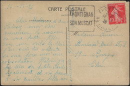 France 1926. Oblitération Daguin. Frontignan, Son Muscat - Vins & Alcools