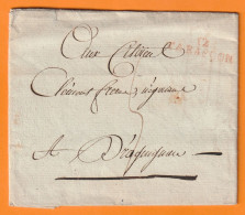 1800 - 4 Floréal An 8 - Marque Postale 12 TARASCON 32 X 8 Mm En Rouge Sur Lettre Pliée Vers DRAGUIGNAN, Var - 1801-1848: Precursori XIX