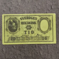 BILLET CIRCULE 10 KRONOR 1951 SUEDE / SWEEDEN BANKNOTE - Suède