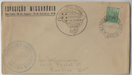 Brazil 1942 Cover Commemorative Cancel Missionary Exhibition From São Paulo To Ouro Fino Definitive Stamp 100 Réis Map - Lettres & Documents