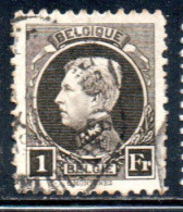 BELGIQUE BELGIE BELGIO BELGIUM 1921 1925 1922 KING ROI ALBERT I 1fr USED OBLITERE' USATO - 1922-1927 Houyoux