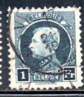 BELGIQUE BELGIE BELGIO BELGIUM 1921 1925 KING ROI ALBERT I 1fr USED OBLITERE' USATO - 1922-1927 Houyoux