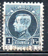 BELGIQUE BELGIE BELGIO BELGIUM 1921 1925 KING ROI ALBERT I 1fr USED OBLITERE' USATO - 1922-1927 Houyoux