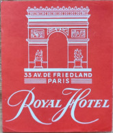 France Paris Royal Hotel Label Etiquette Valise - Etiquettes D'hotels