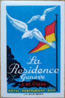 Switzerland Geneve La Residence Hotel Label Etiquette Valise - Etiquettes D'hotels